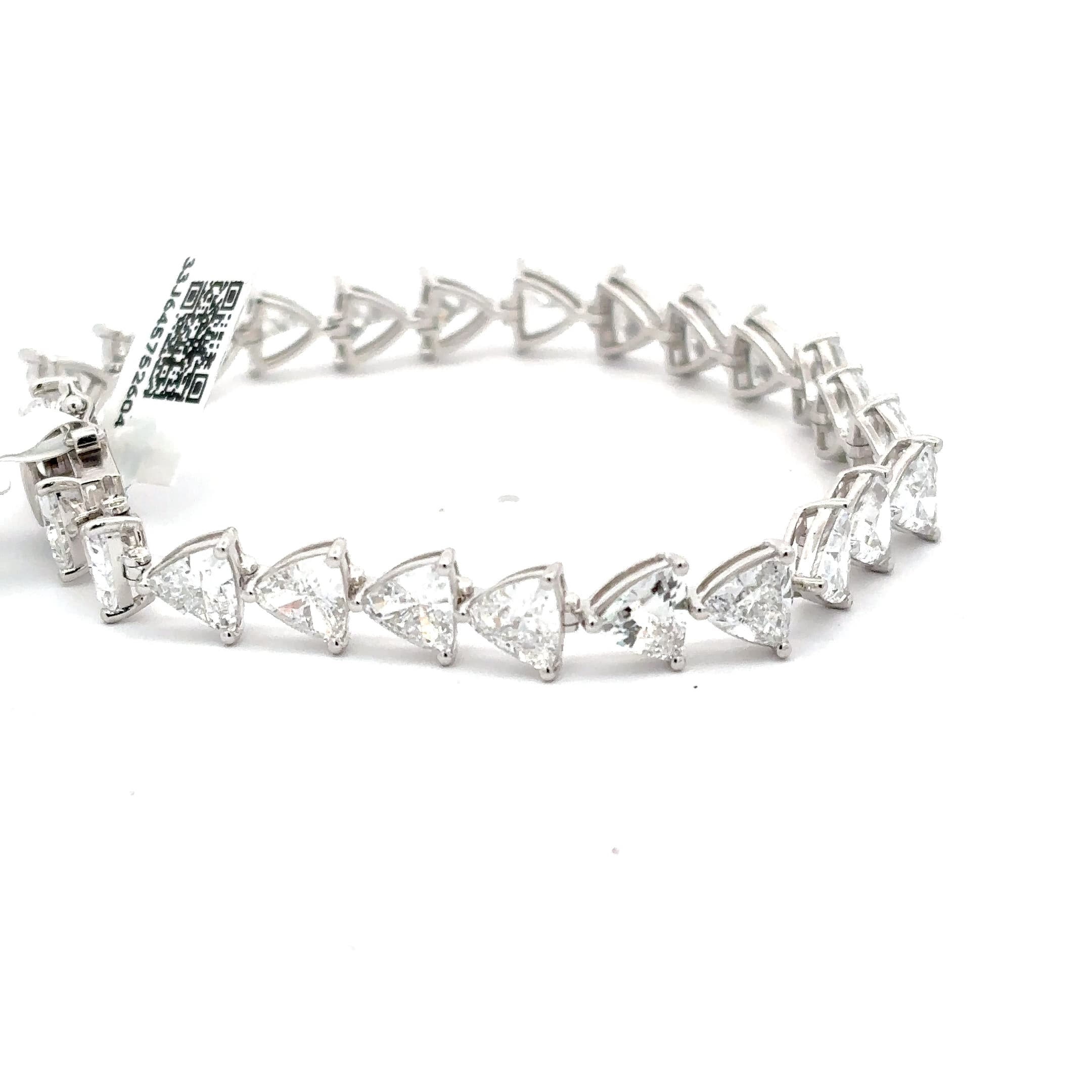 Trillion Cut Diamond Tennis Bracelet in White Gold 5