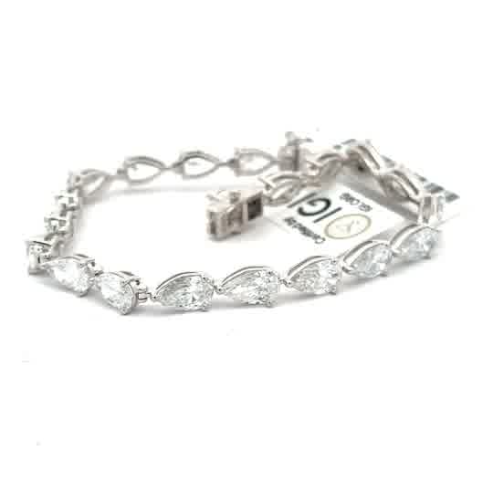 White Gold Pear Cut Diamond Tennis Bracelet
