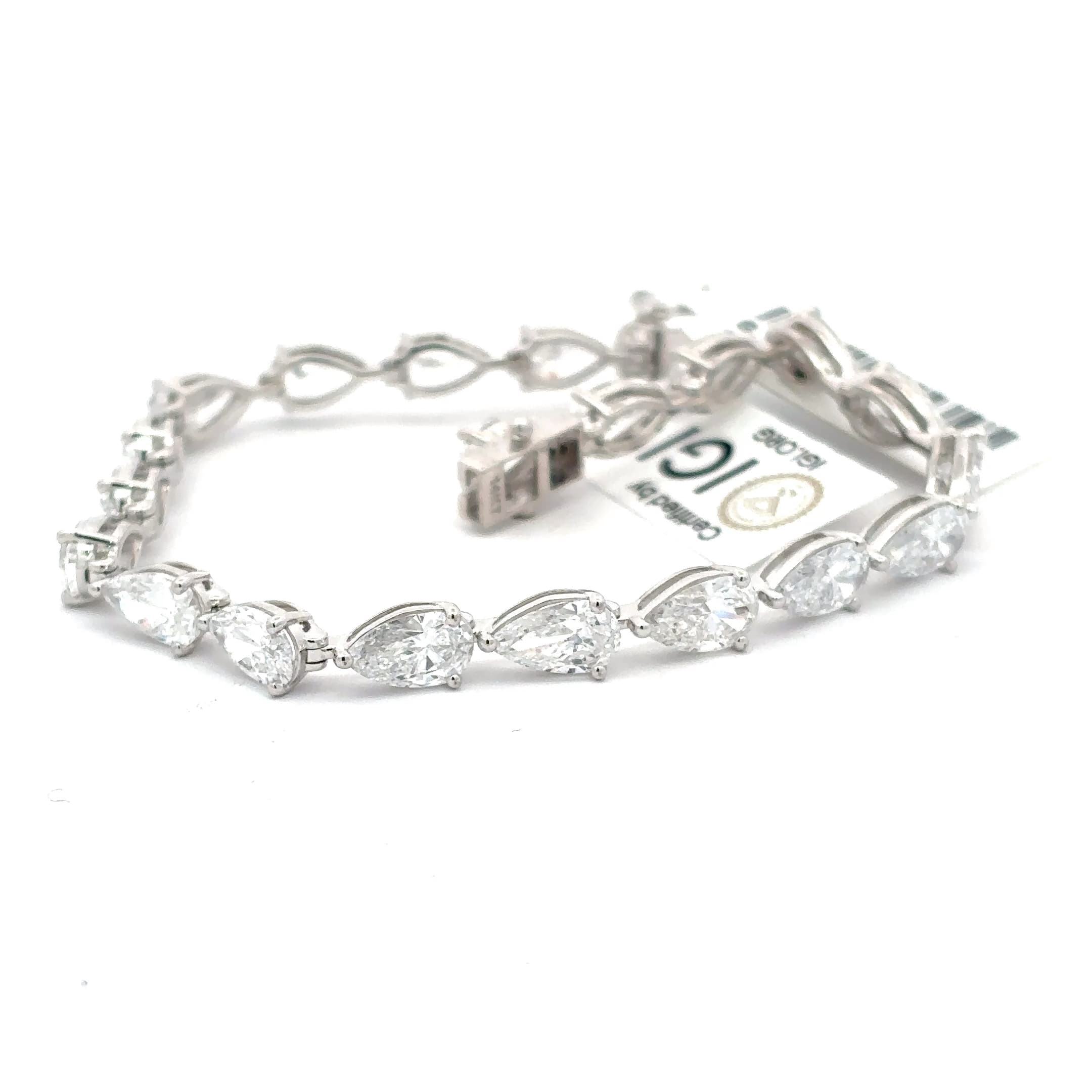 White Gold Pear Cut Diamond Tennis Bracelet 2
