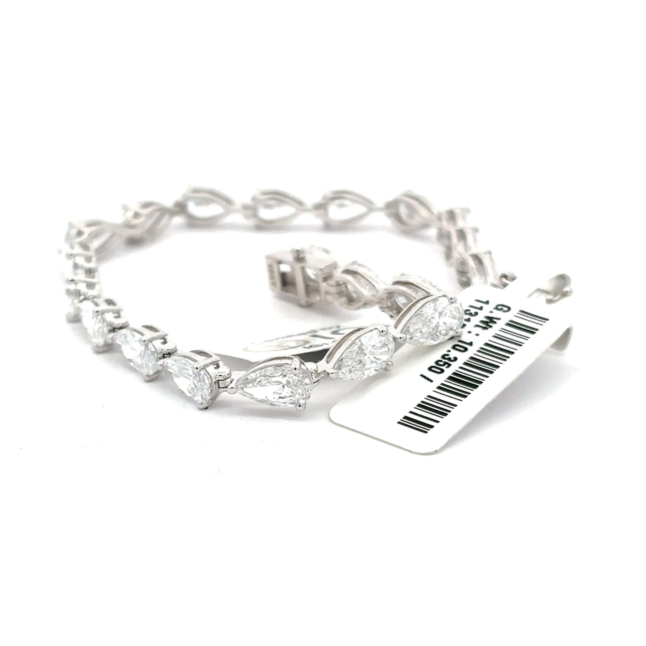 White Gold Pear Cut Diamond Tennis Bracelet 3