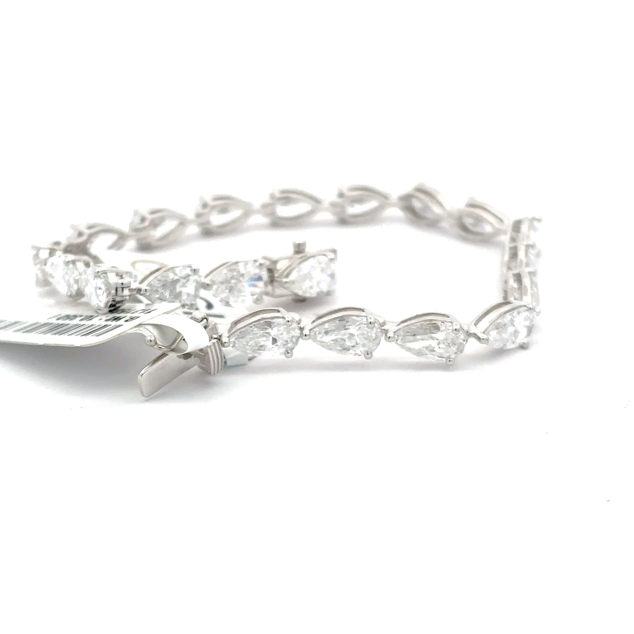 White Gold Pear Cut Diamond Tennis Bracelet 4