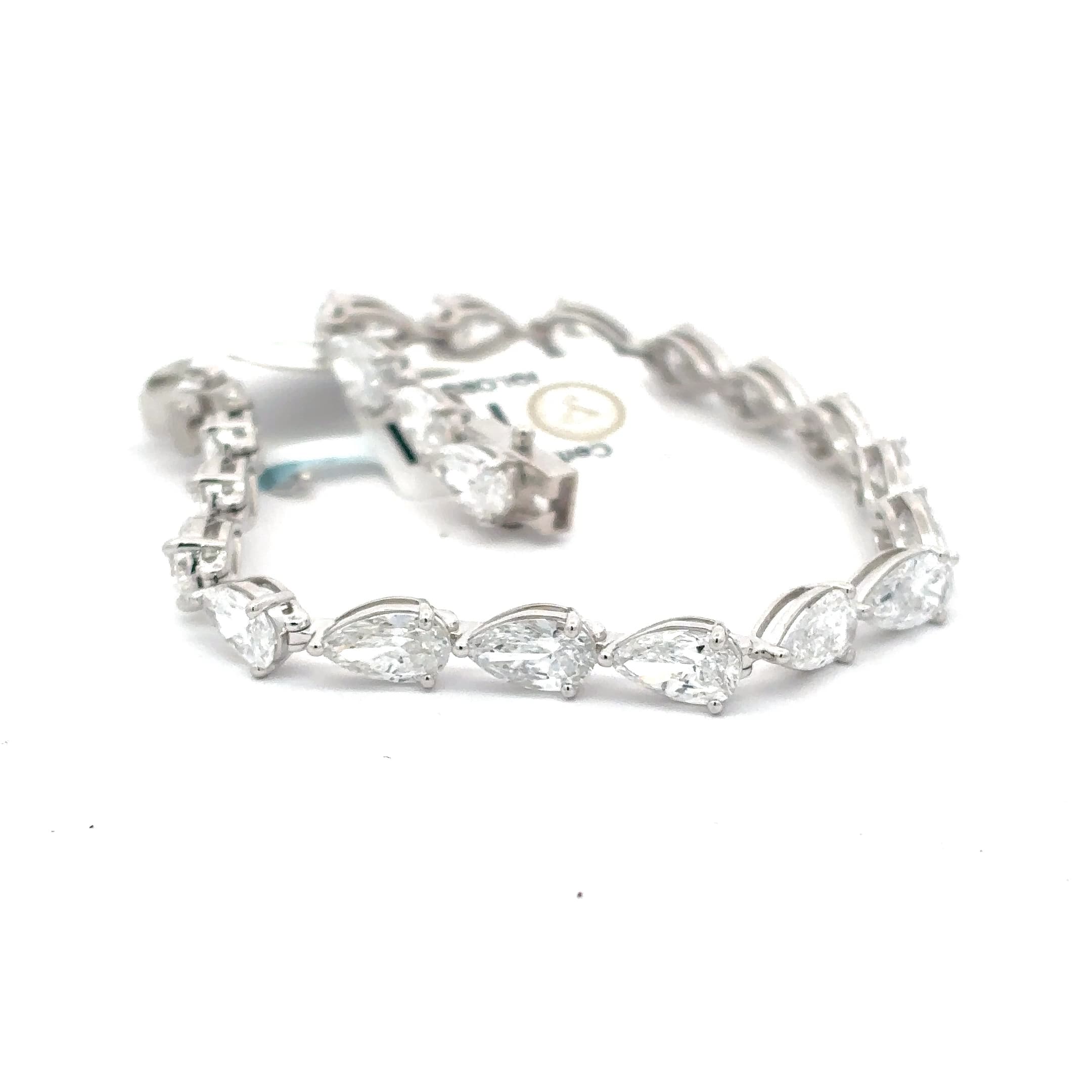 White Gold Pear Cut Diamond Tennis Bracelet 5