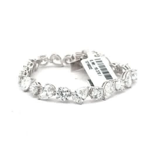 Mixed Cut Diamond Tennis Bracelet in White Gold