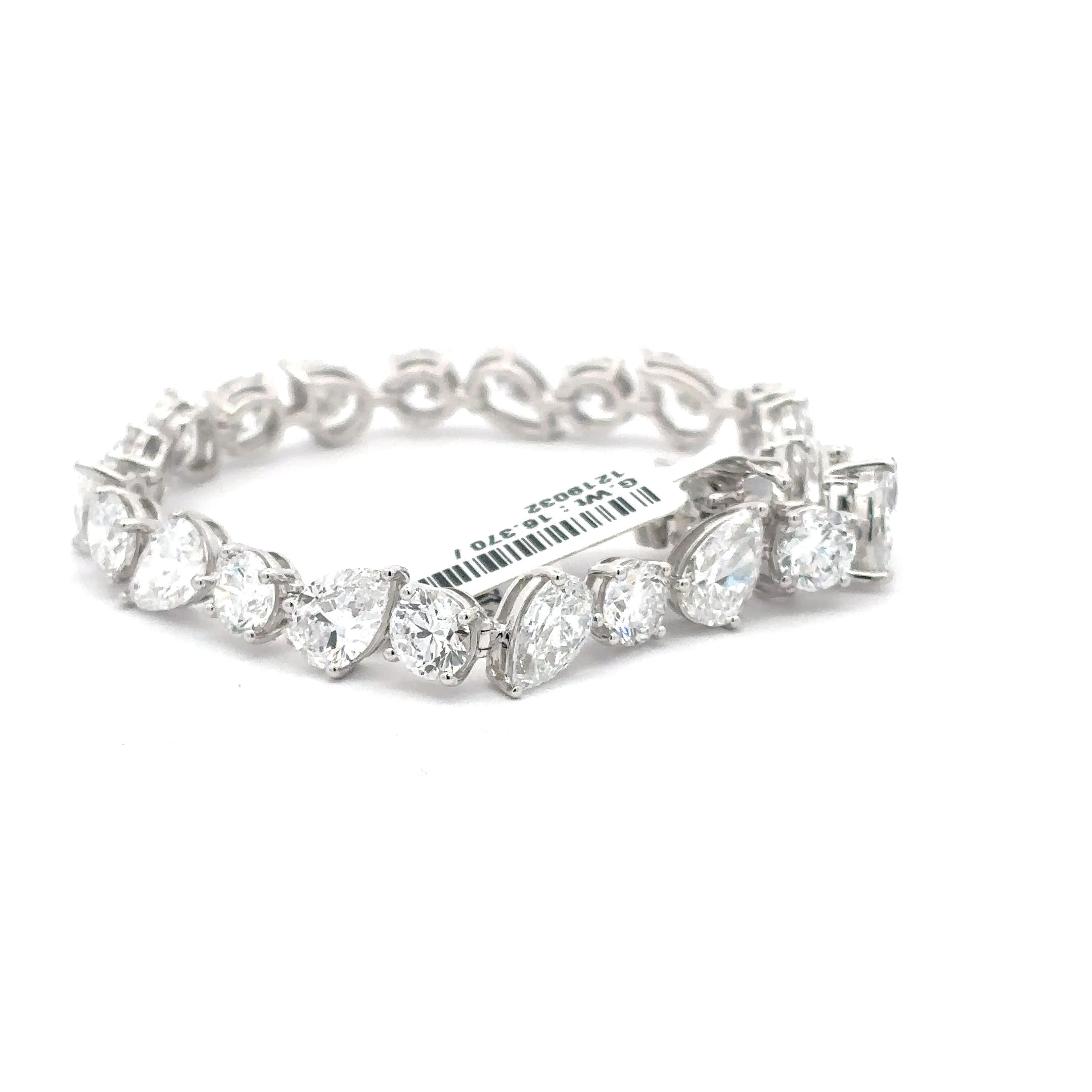 Mixed Cut Diamond Tennis Bracelet in White Gold 3