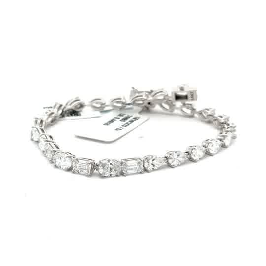 Multi-Shape Diamond Tennis Bracelet in White Gold
