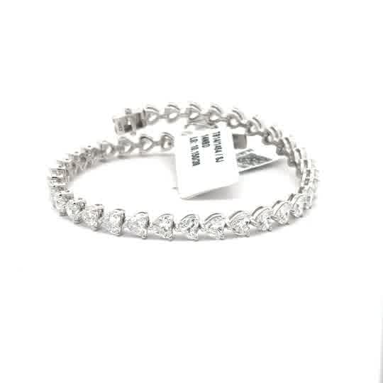 White Gold Heart-Cut Diamond Tennis Bracelet