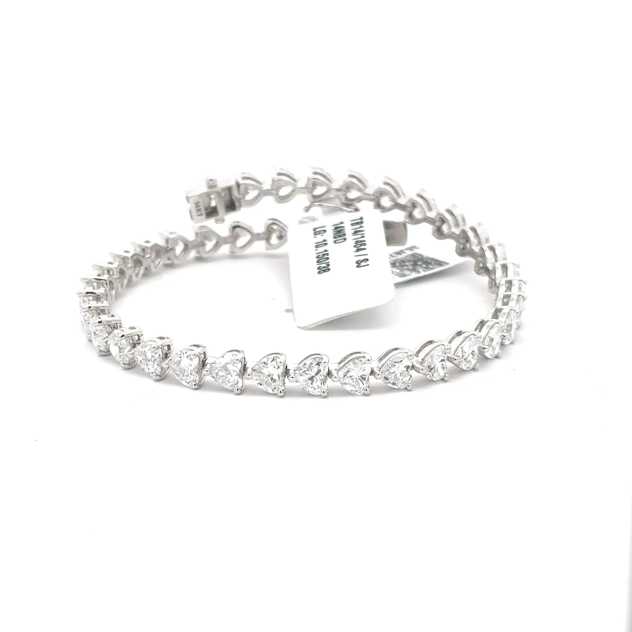 White Gold Heart-Cut Diamond Tennis Bracelet 2