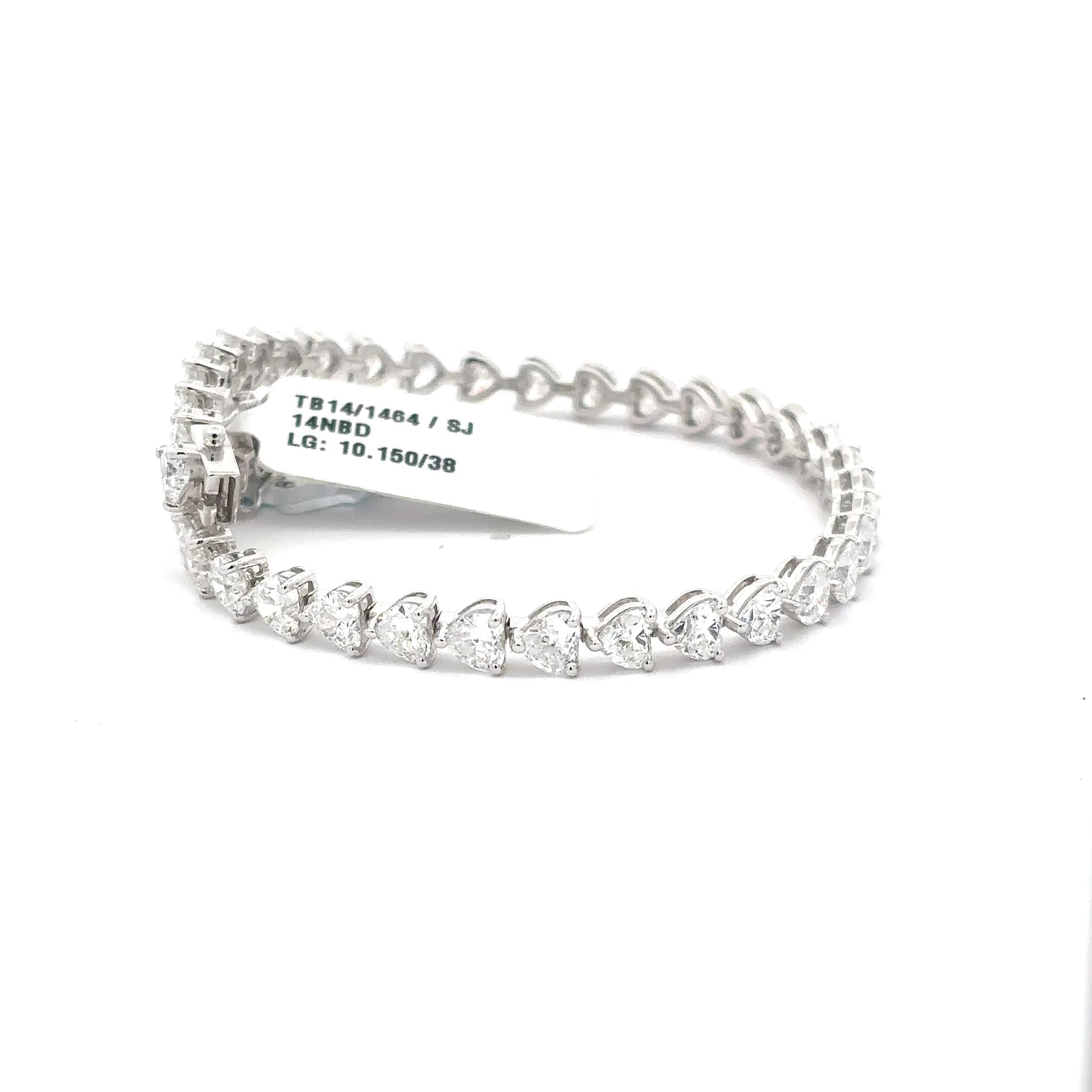 White Gold Heart-Cut Diamond Tennis Bracelet 5