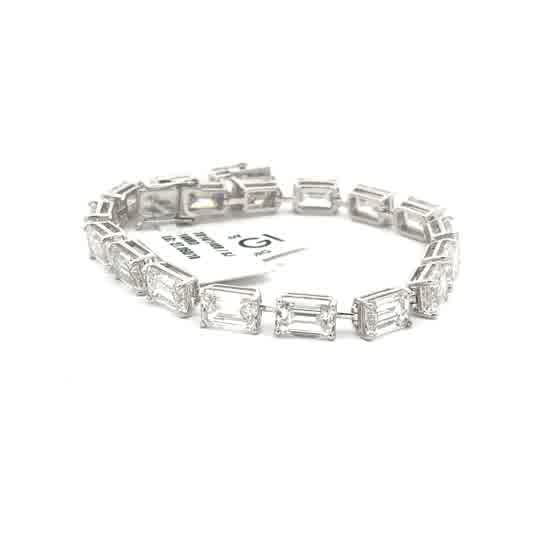 White Gold Emerald-Cut Diamond Tennis Bracelet