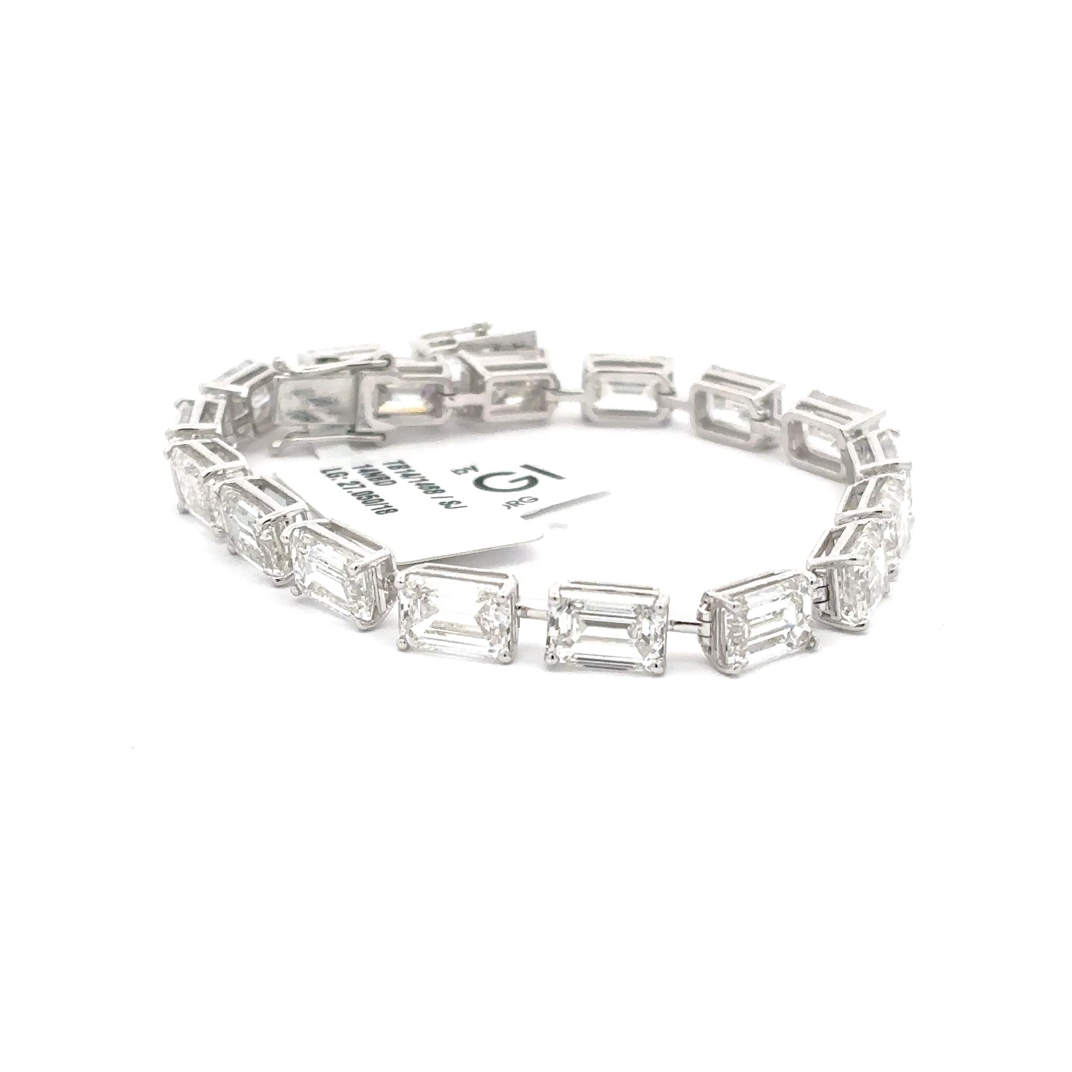 White Gold Emerald-Cut Diamond Tennis Bracelet 2