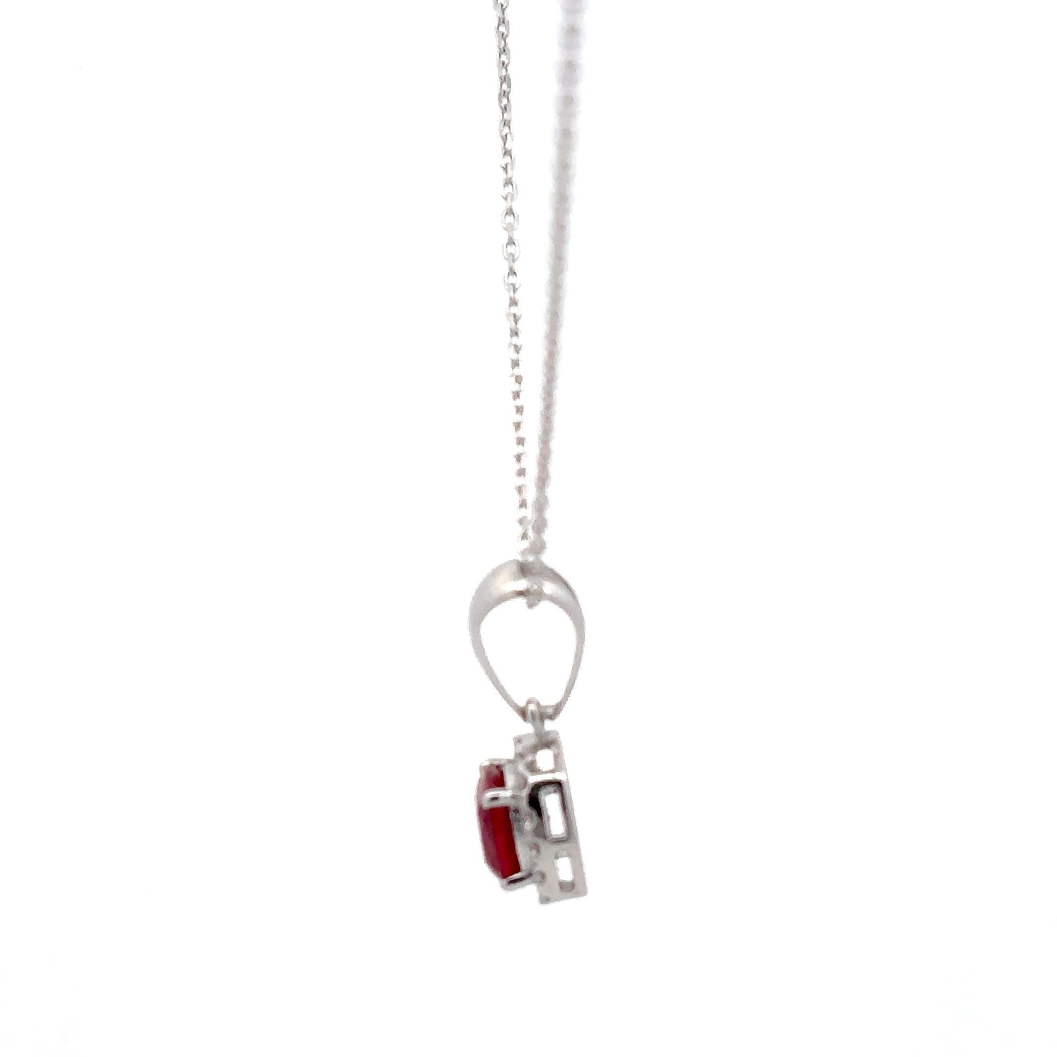 Ruby Halo Pendant Necklace in White Gold 3