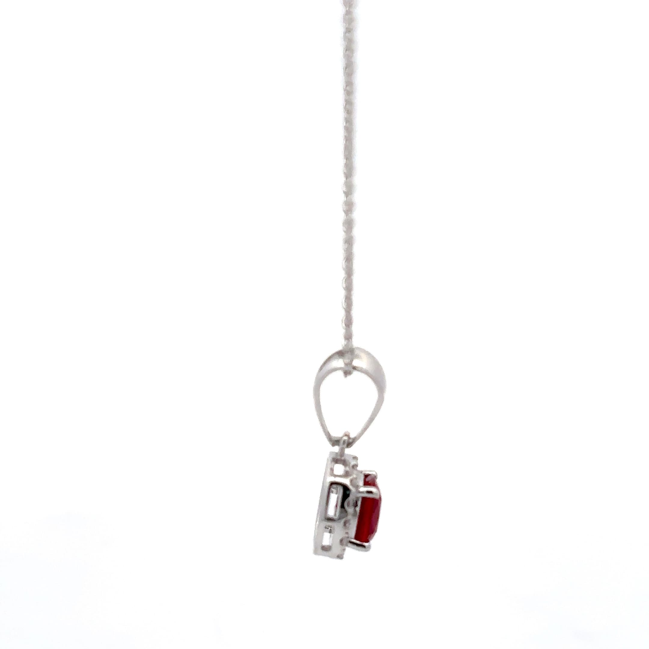Ruby Halo Pendant Necklace in White Gold 5