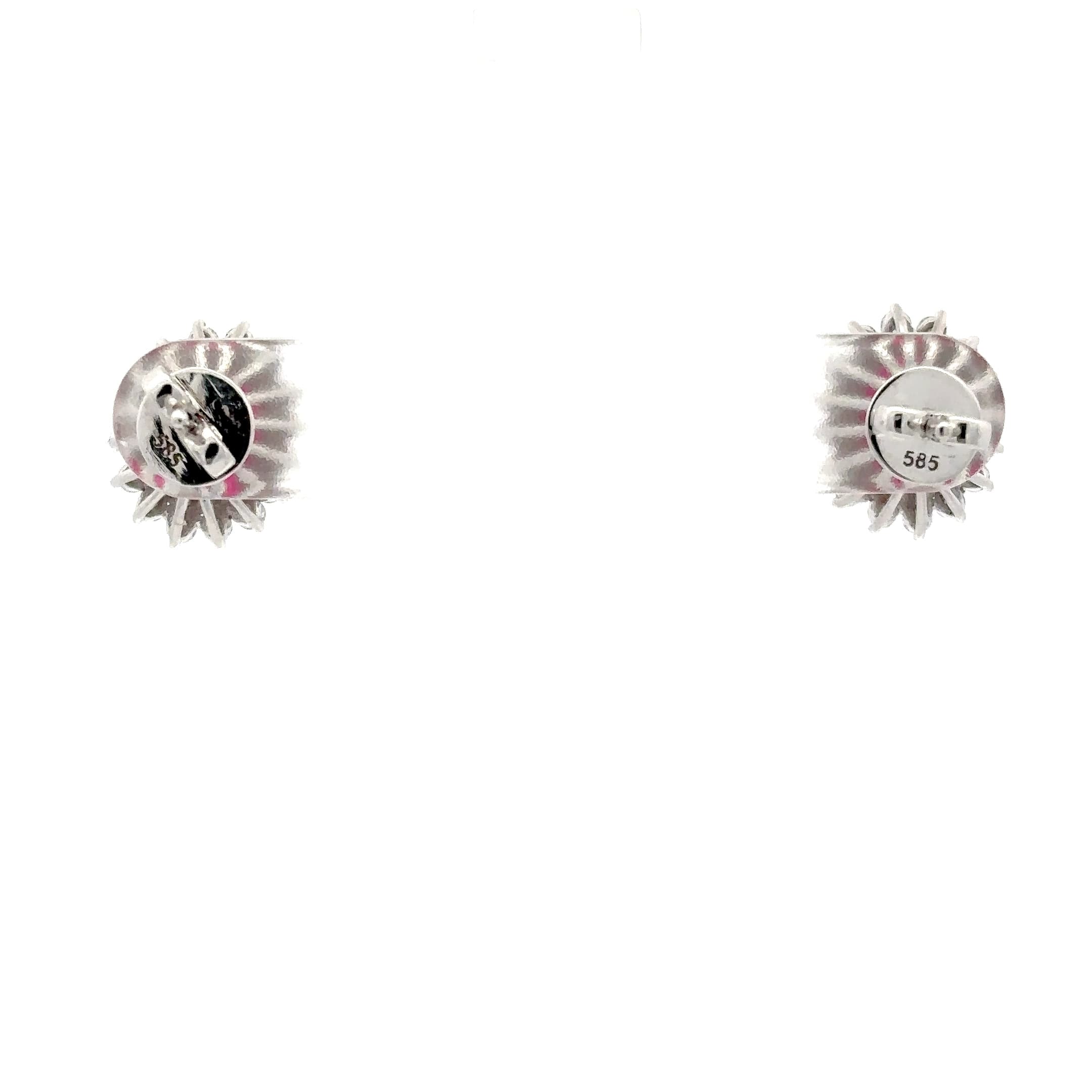 Oval Ruby Halo Stud Earrings in White Gold 4