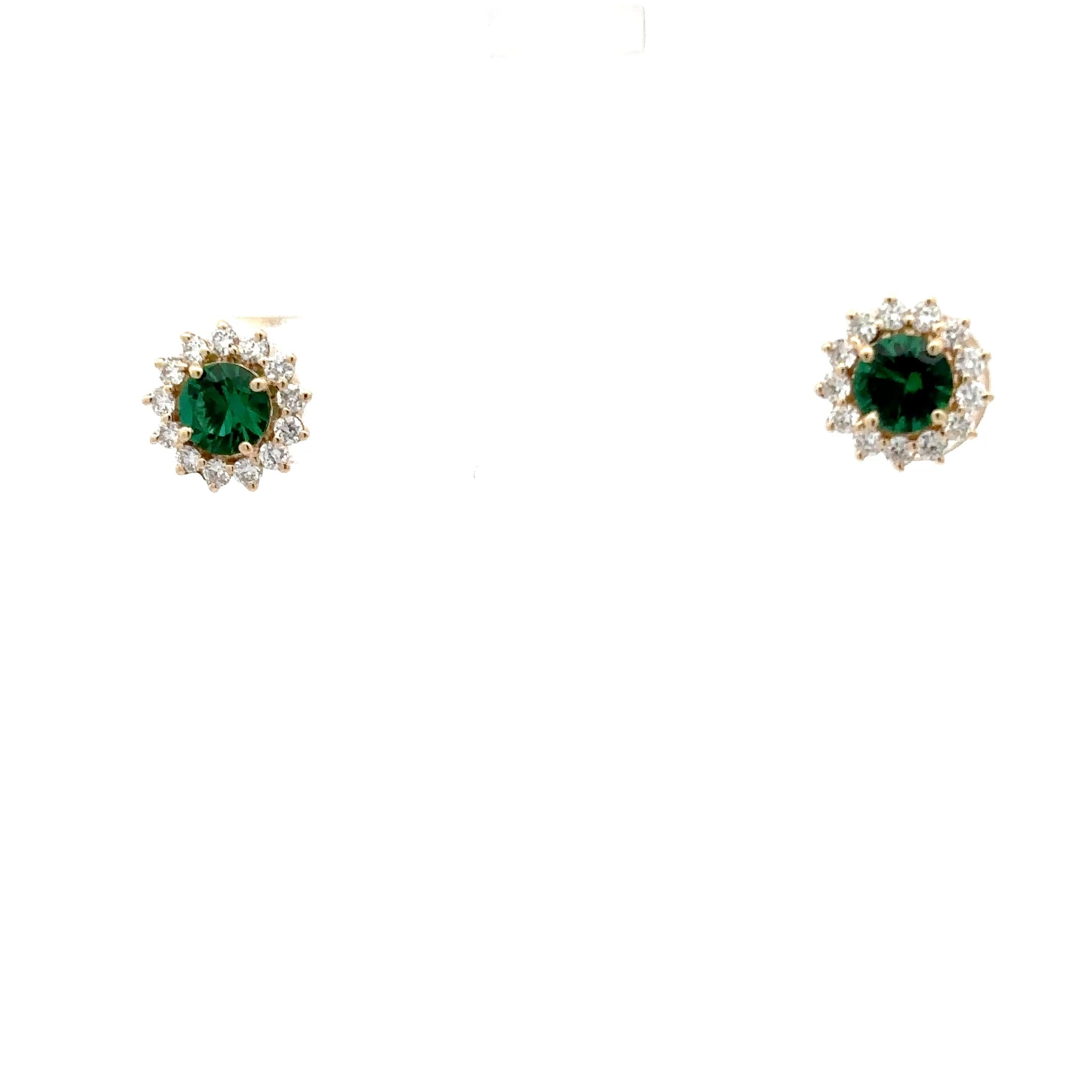 Emerald Cluster Stud Earrings in Yellow Gold 2