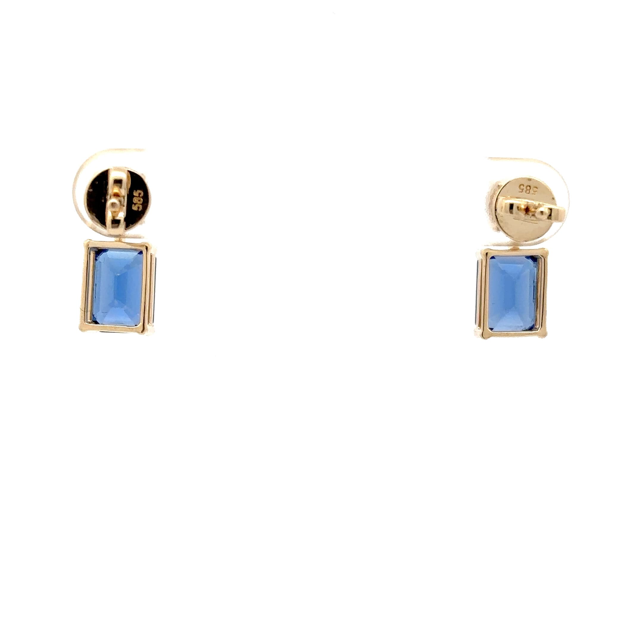 Emerald-Cut Sapphire Drop Earrings in Yellow Gold 4