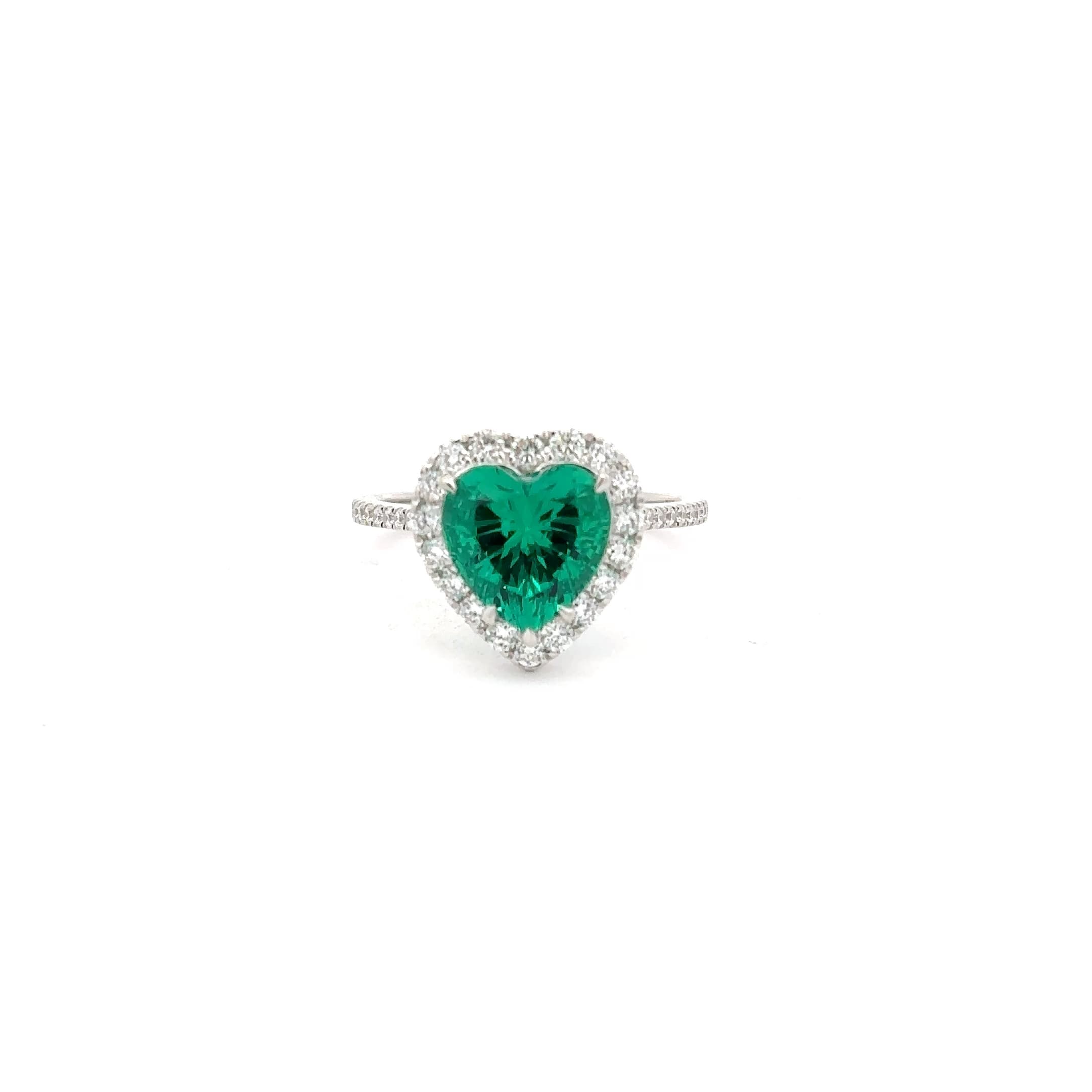 Heart-Shaped Emerald Halo Ring in White Gold 2