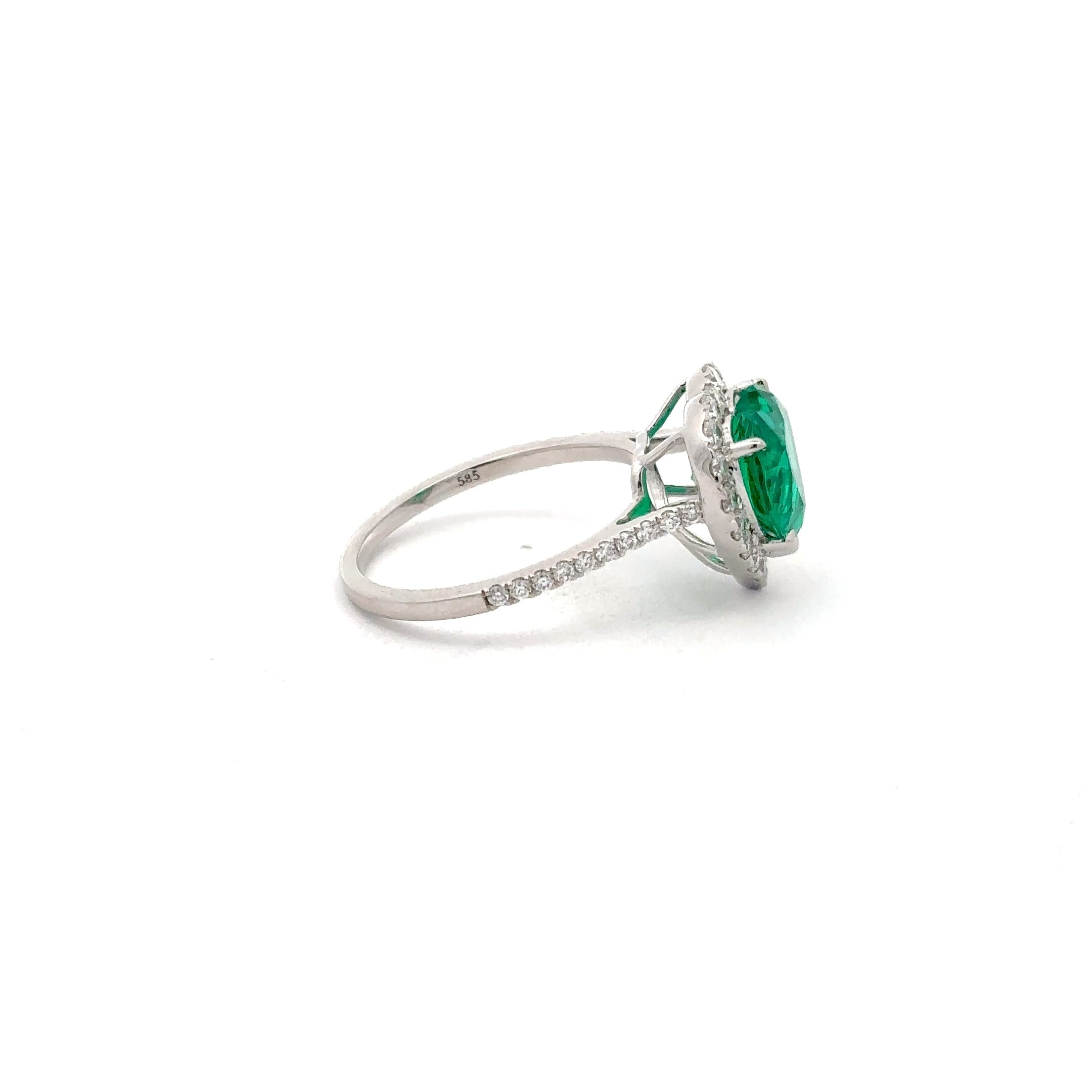 Heart-Shaped Emerald Halo Ring in White Gold 5