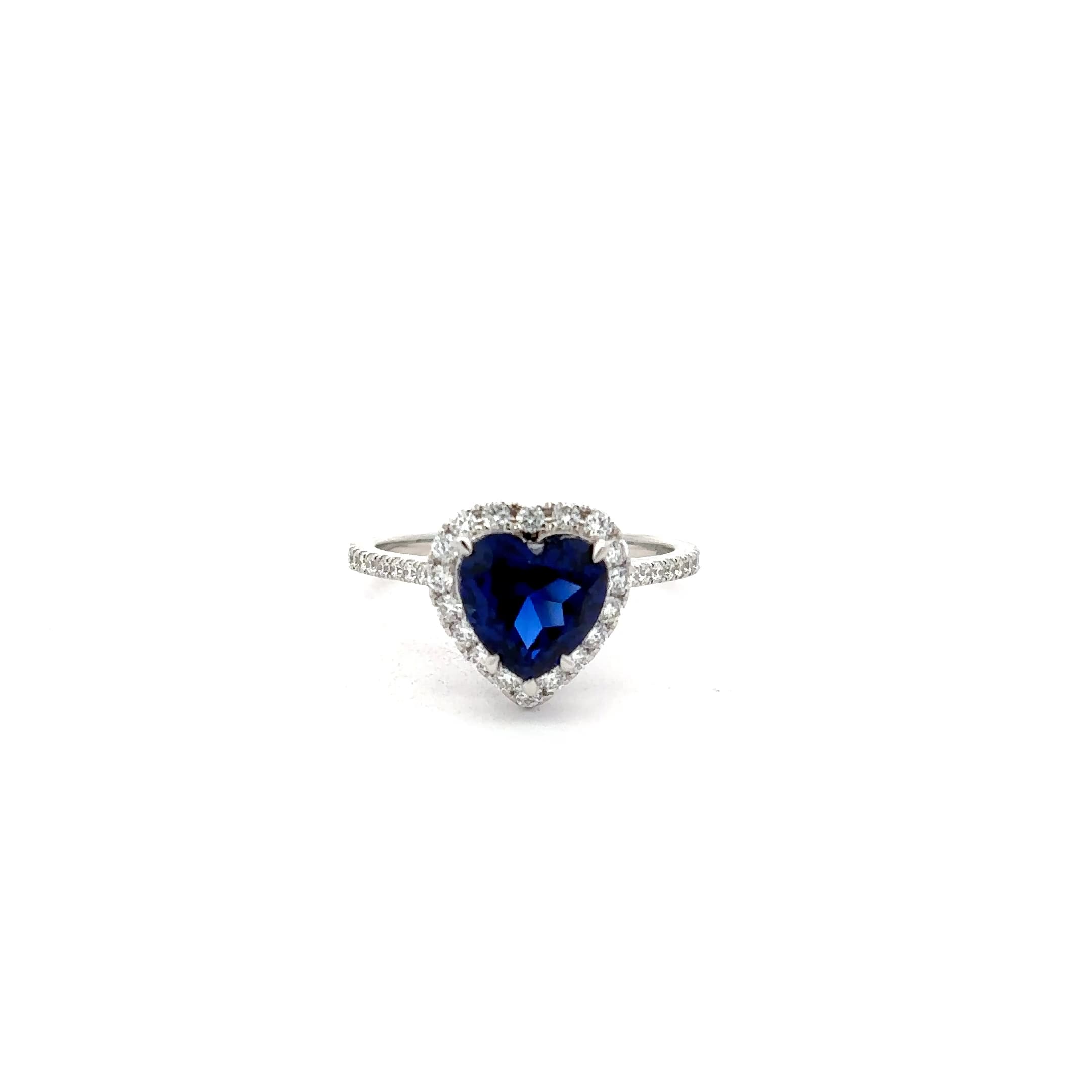 Heart-Shaped Sapphire Halo Ring in White Gold 2