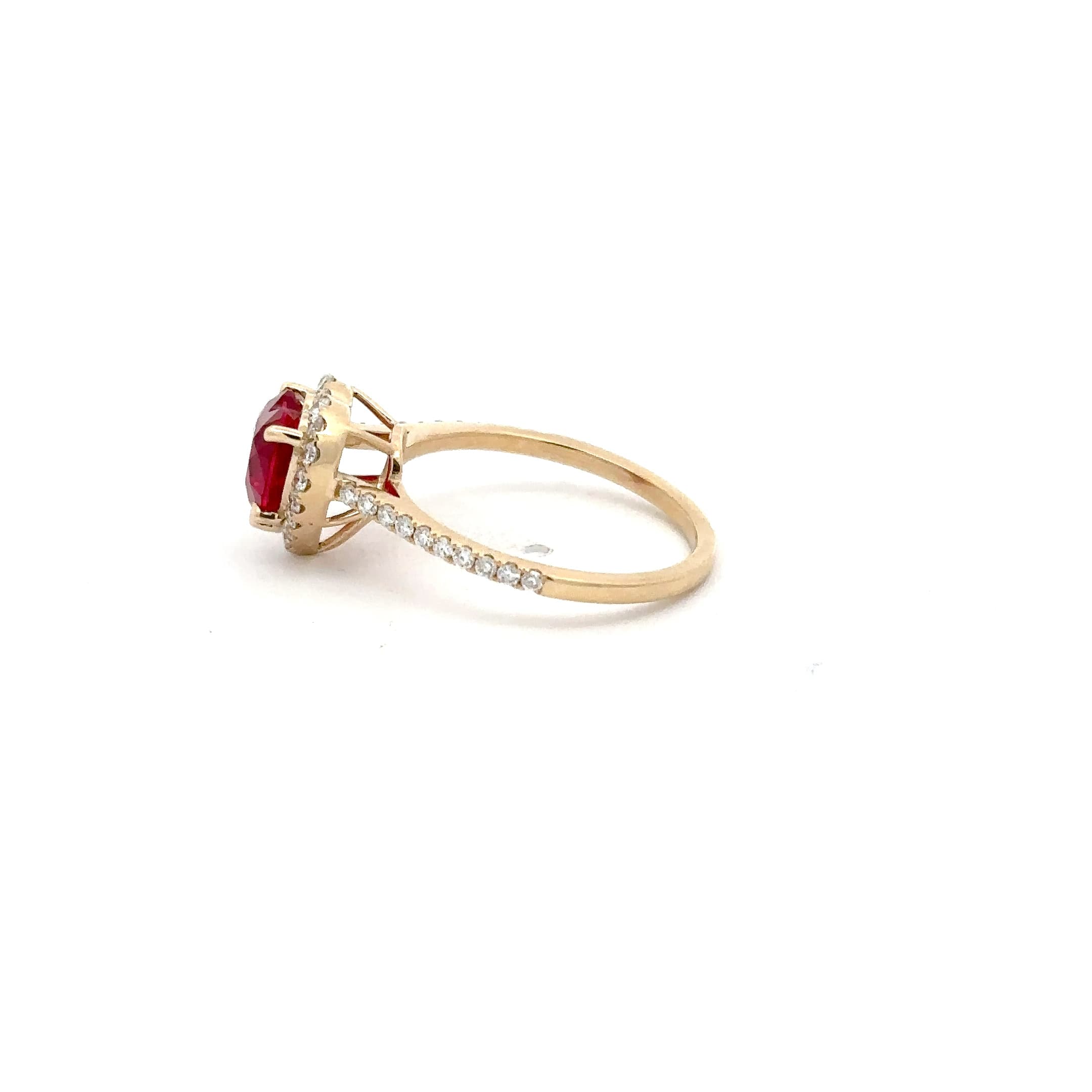 Heart-Shaped Ruby Halo Ring in Yellow Gold 3