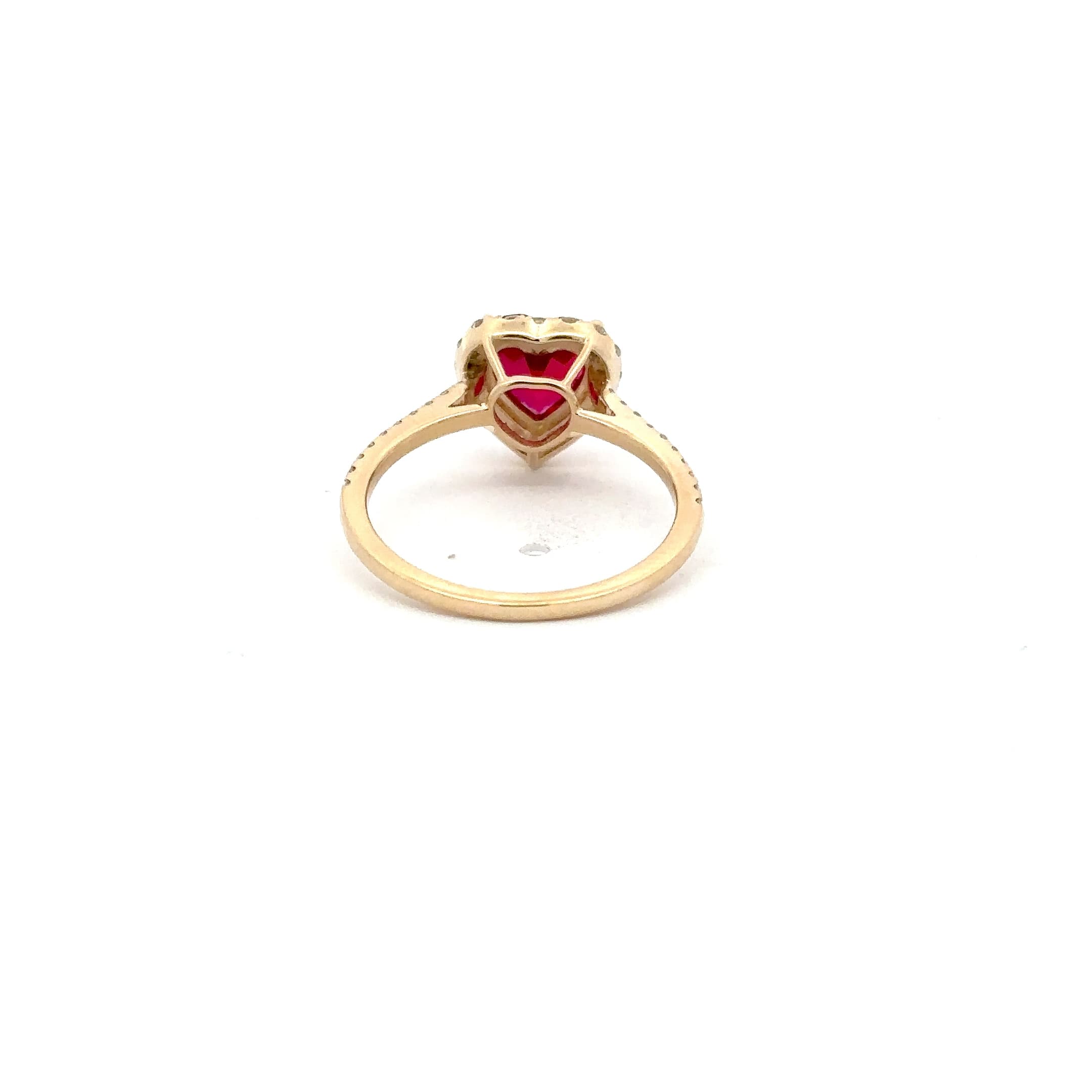 Heart-Shaped Ruby Halo Ring in Yellow Gold 4