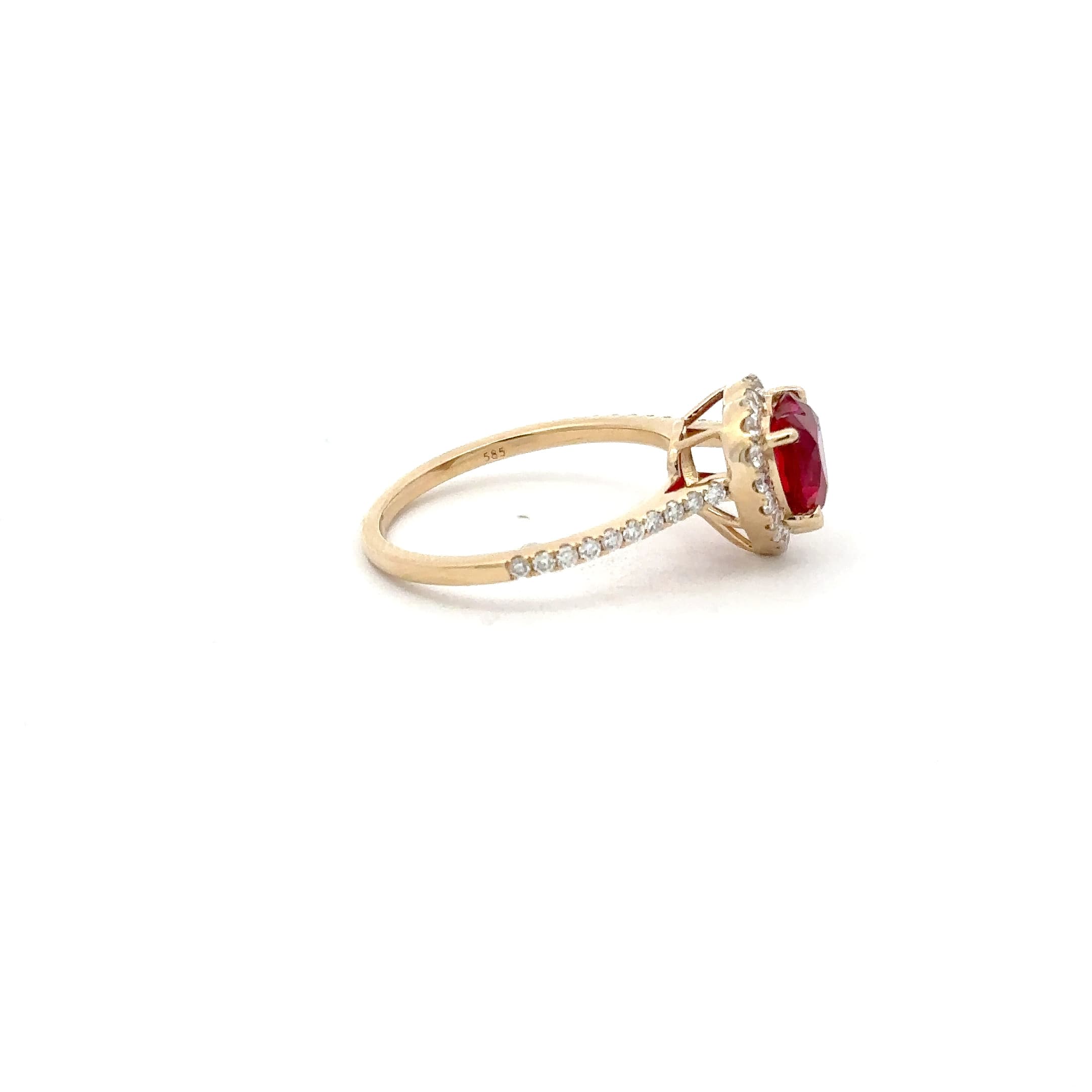 Heart-Shaped Ruby Halo Ring in Yellow Gold 5