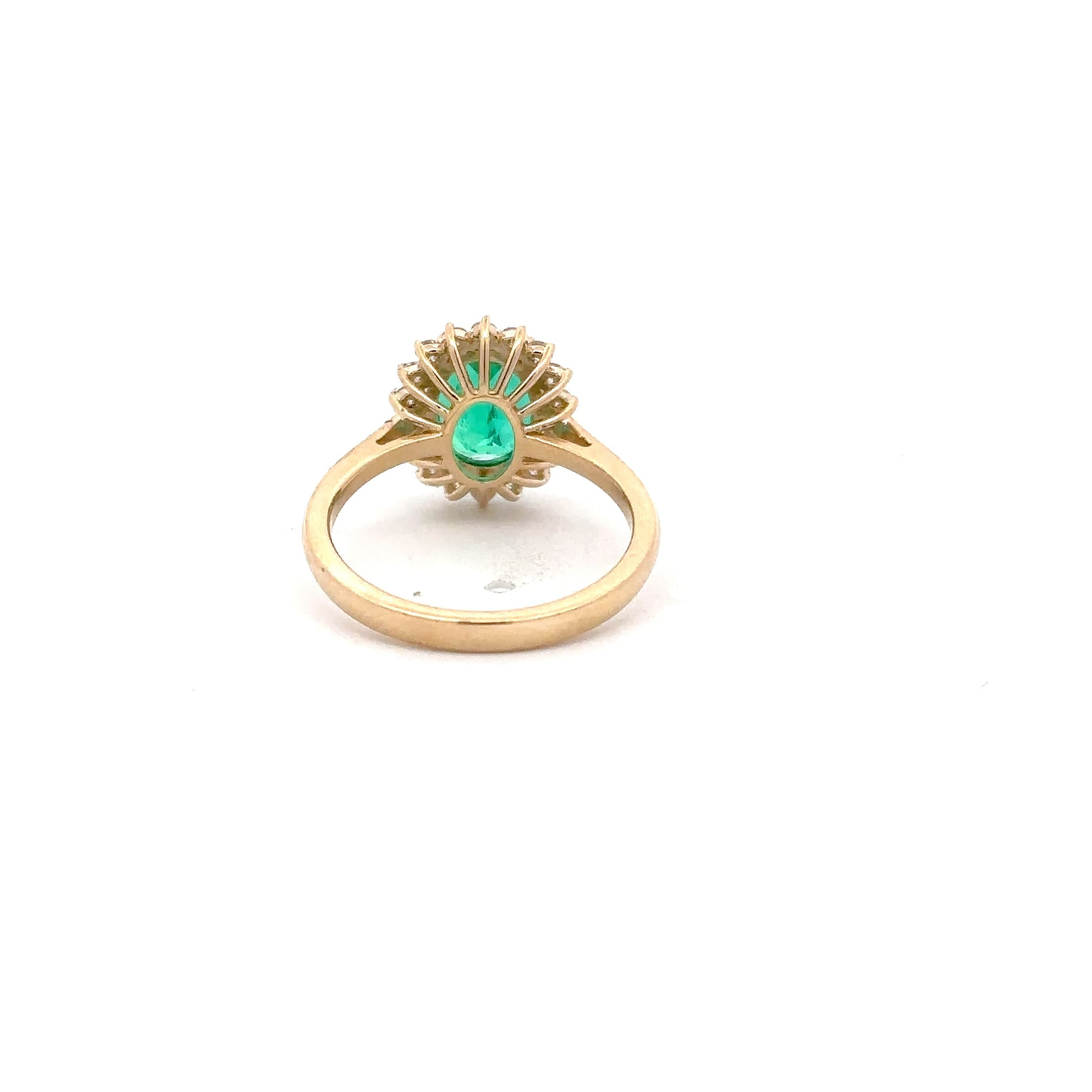 Oval Emerald Halo Cocktail Ring in Yellow Gold 4
