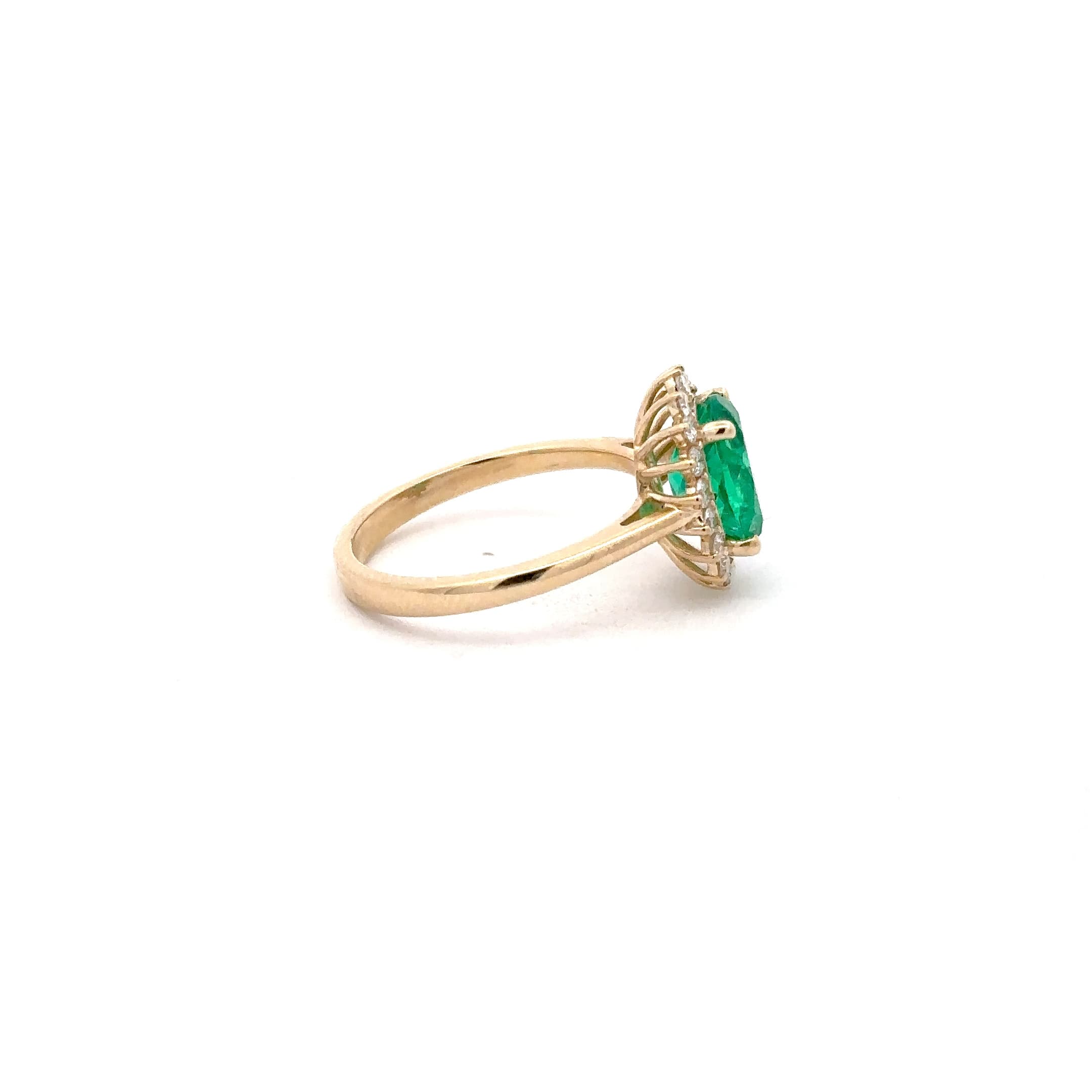 Oval Emerald Halo Cocktail Ring in Yellow Gold 5