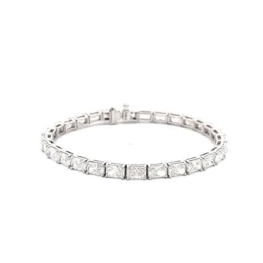 Rectangular Diamond Tennis Bracelet in White Gold