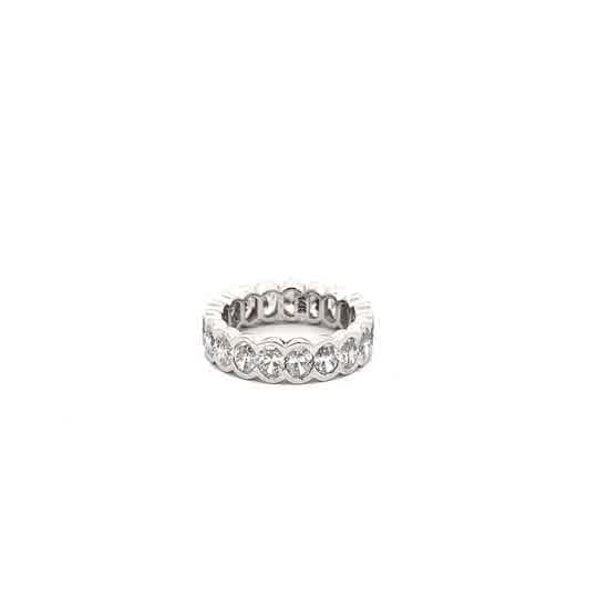 Oval Diamond Scalloped Eternity Ring in White Gold
