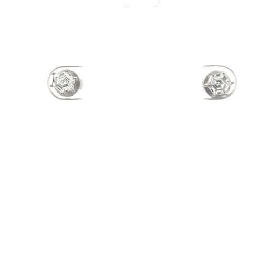 Hexagonal Diamond Stud Earrings in White Gold