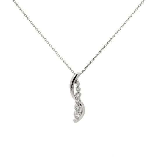 Diamond S-Curve Pendant Necklace in White Gold