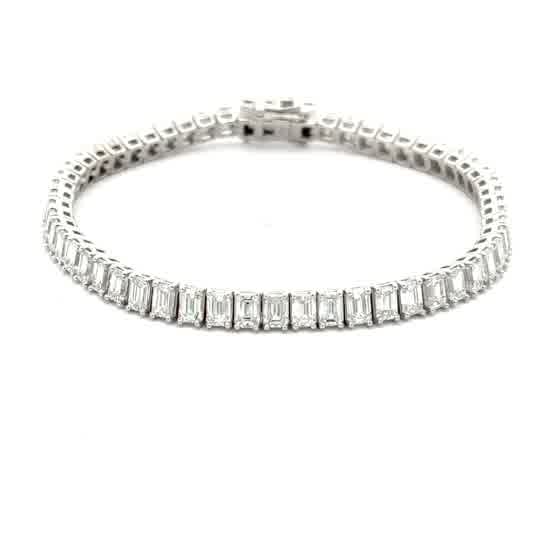 Emerald-Cut Diamond Tennis Bracelet in White Gold