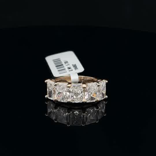 Rectangular Cut Diamond Eternity Ring in Yellow Gold