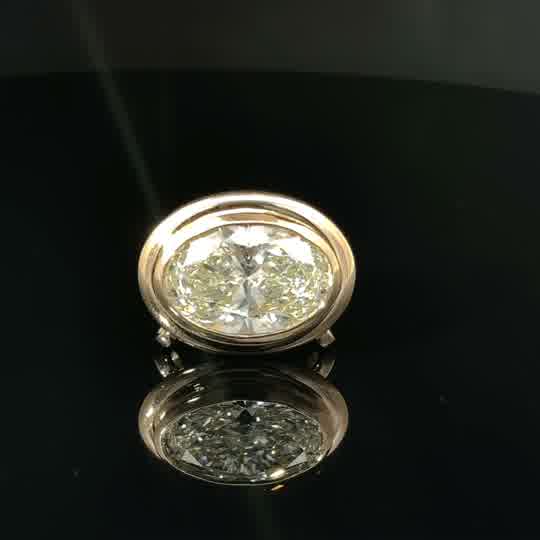 Yellow Gold Bezel Set Oval Diamond Solitaire Pendant
