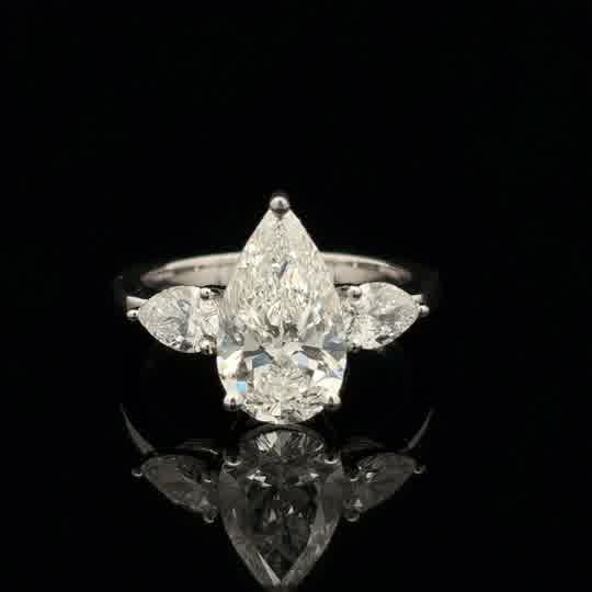 Pear-Shaped Diamond Three-Stone Ring in White Gold