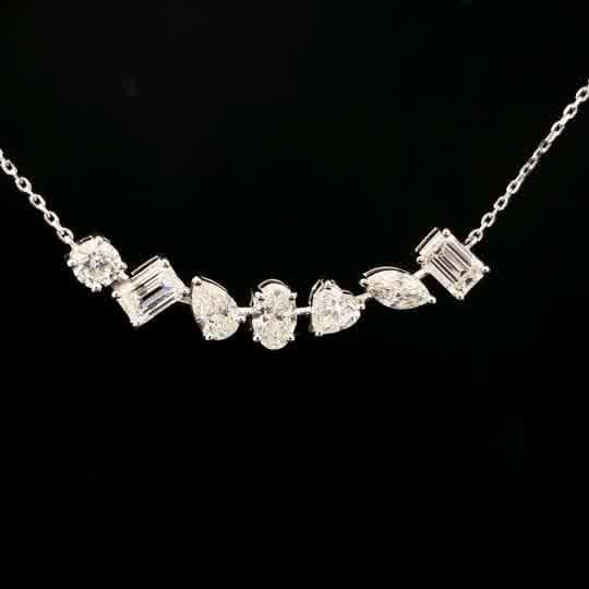 Mixed-Cut Diamond Smile Necklace in White Gold