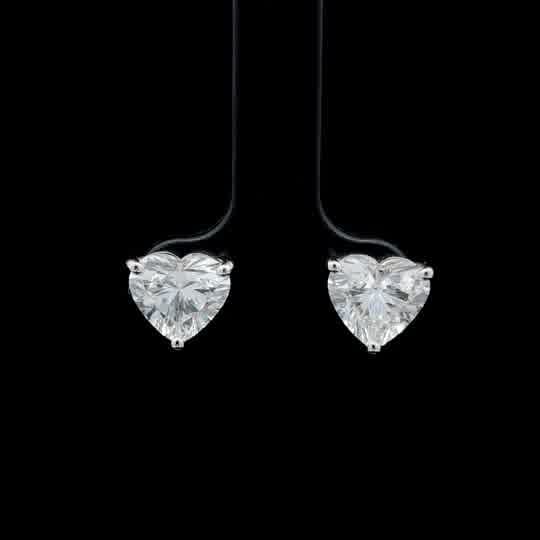 Heart Cut Diamond Stud Earrings in White Gold