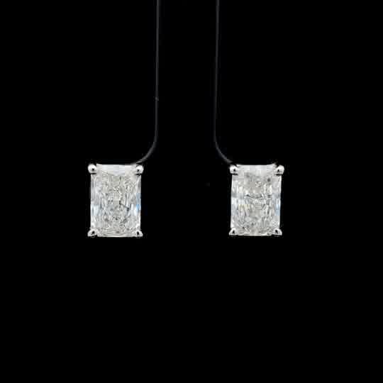Radiant Cut Diamond Stud Earrings in White Gold