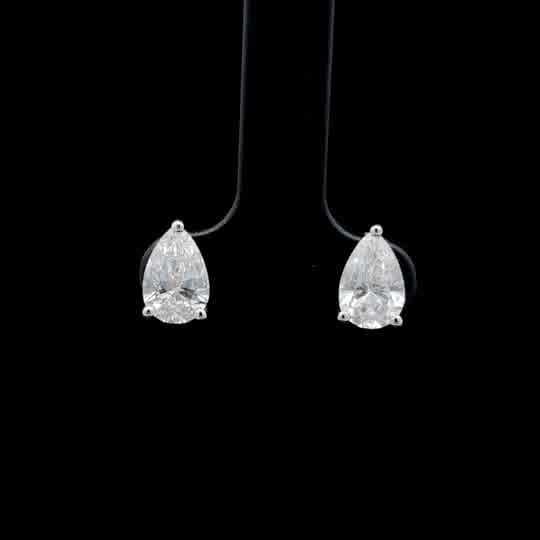 Pear-Shaped Diamond Stud Earrings in White Gold