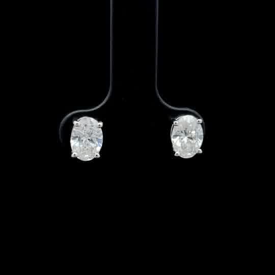 Oval Cut Diamond Stud Earrings in White Gold