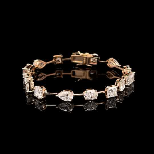 Multi-Shape Diamond Tennis Bracelet in Yellow Gold