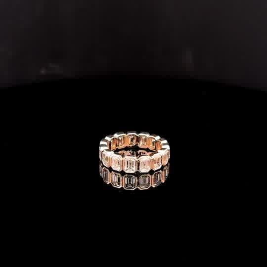 Yellow Gold Emerald-Cut Diamond Eternity Ring