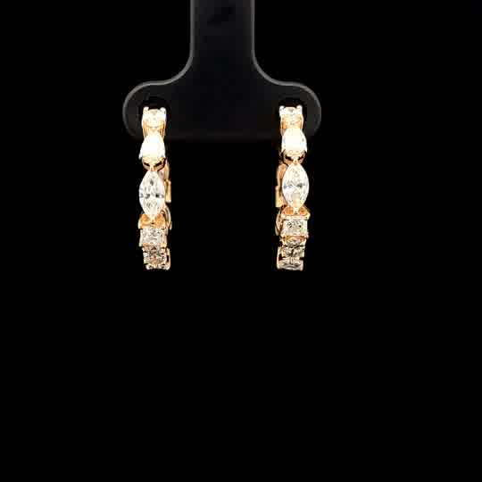 Multi-Shape Diamond Hoop Earrings in Yellow Gold