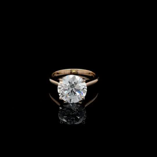 Yellow Gold Round Cut Diamond Solitaire Ring