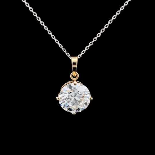 Yellow Gold Solitaire Diamond Pendant Necklace