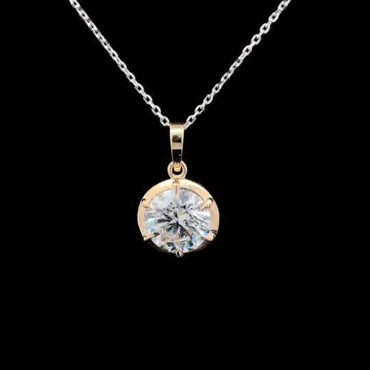 Round Diamond Solitaire Pendant Necklace in Yellow Gold