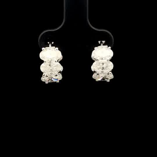 White Gold Oval Cut Diamond Vertical Stud Earrings