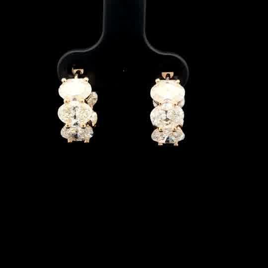 Oval Diamond Hoop Earrings in Yellow Gold