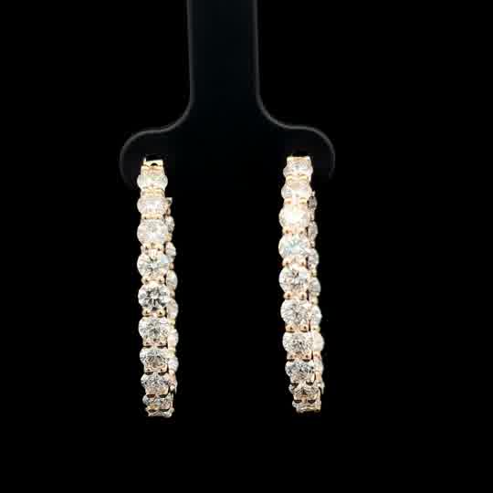 Yellow Gold Diamond Inside-Out Hoop Earrings
