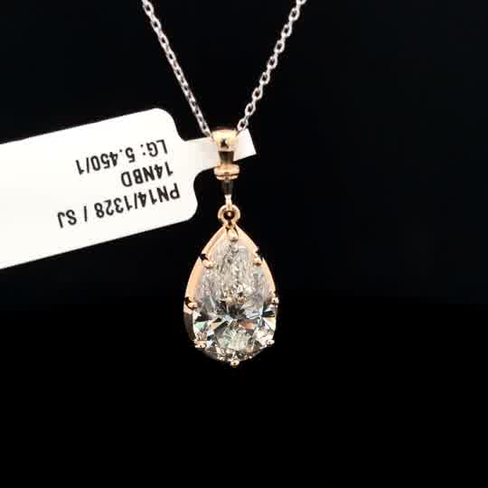 Pear-Cut Diamond Pendant Necklace in Yellow Gold